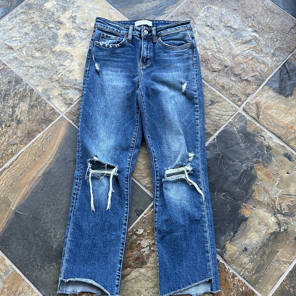 Vervet Blue Diatressed Cropped Jeans Size 25